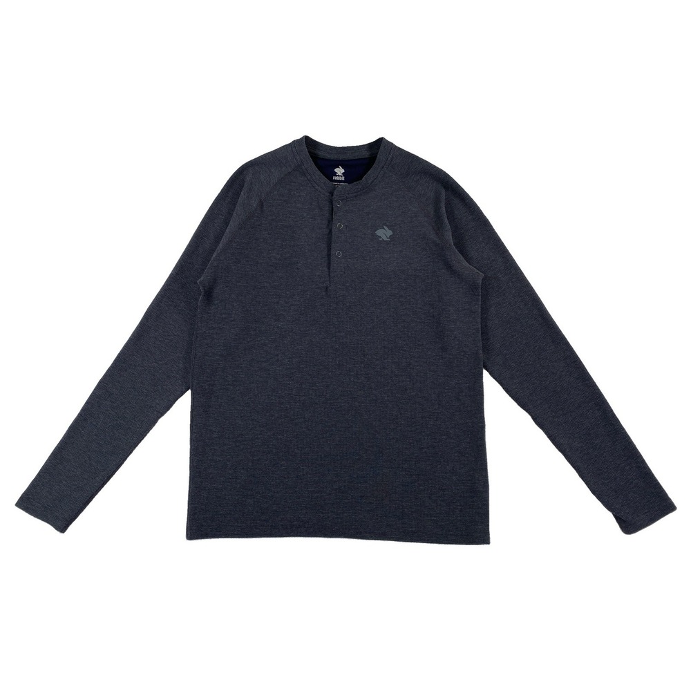 Rabbit Running Waffle Weave Henley Thermal Men's Small Gray
